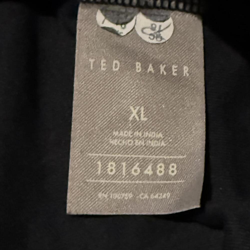 NWOT Ted Baker Blue Geometric Textured Quarter Zip Sweater Size XL - Picture 4 of 5